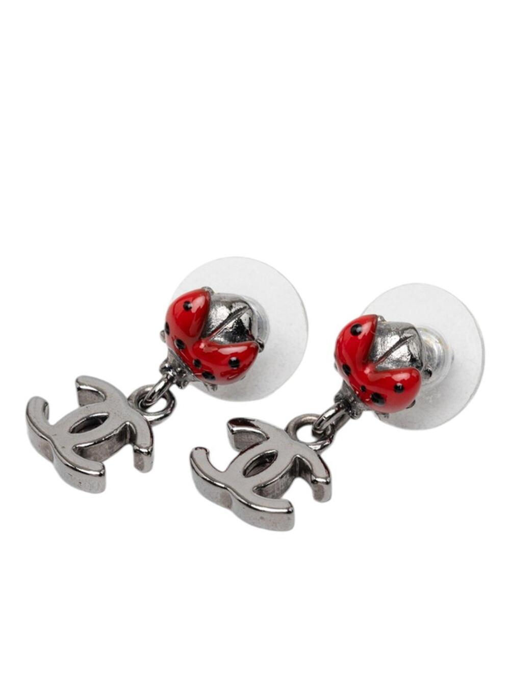 Chanel Cc Logo Stud Ladybug Earrings #288018C96B